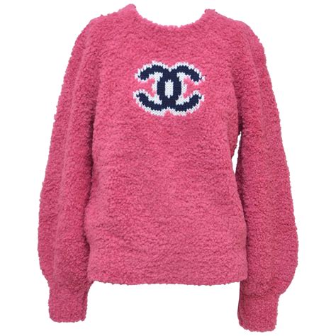 light pink chanel sweater|authentic Chanel logo sweater.